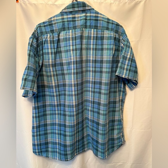 L.L Bean Slightly Fitted Men’s Short Sleeve Blue Plaid 100% Cotton Shirt Size XL - Picture 5 of 7